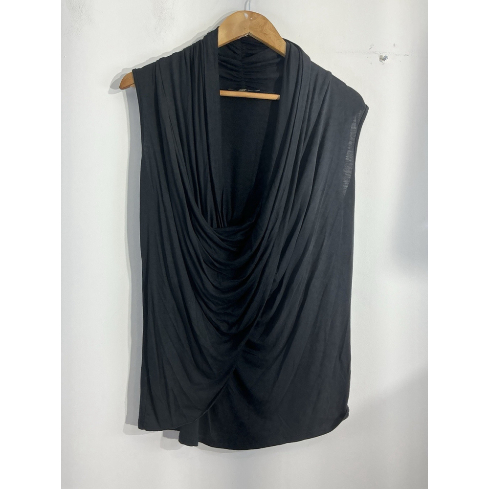 Womans B’LEEV XL Black Pullover V Neck Criss Cross Sleeveless Blouse
